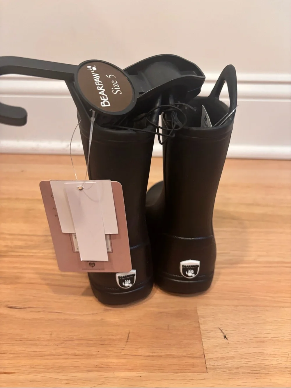 BEARPAW Toddler EVA Rain Boots in black size 5 NWT
